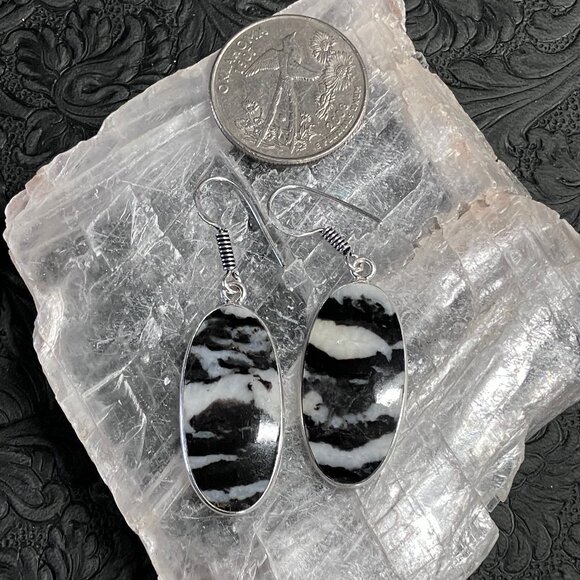 Zebra Jasper Earrings Stone Crystal Jewelry - Picture 4 of 5
